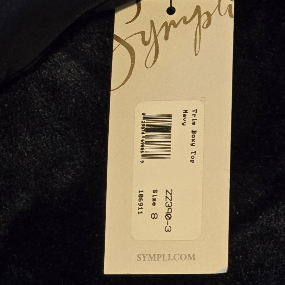 Sympli Trim Boxy Top Colour Navy Size 8 - Picture 6 of 10